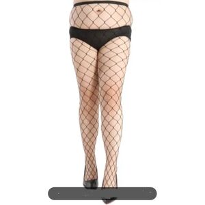 Plus Size Black Fishnet Stretch High Waisted Tights Plus Size One Size